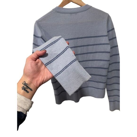 Vince Merino Wool Blend Striped Crewneck Long Sleeve Pullover Sweater Blue Small - Picture 8 of 13